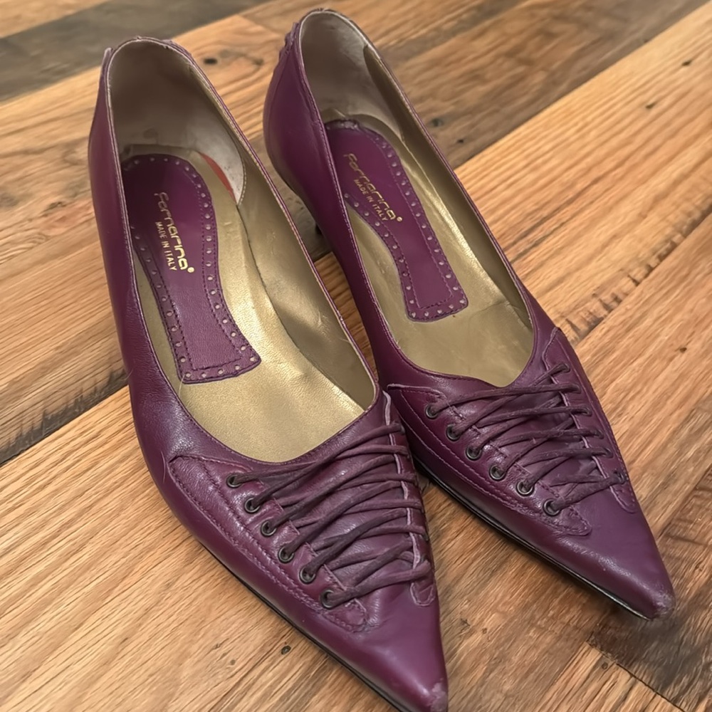 Fornarino Leather Italian Kitten Heels